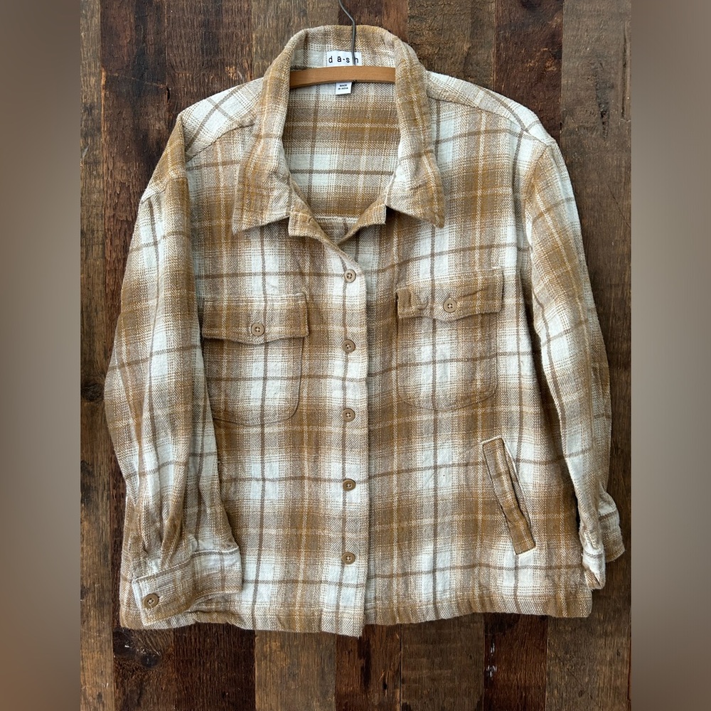 Dash plaid flannel shacket with pockets W’s XL